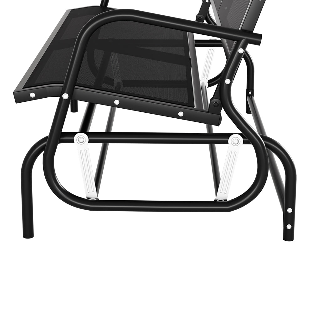 P&F ZennHome Outdoor Garden Bench Seat Swing Glider Rocking 2 Seater Patio Furniture Black