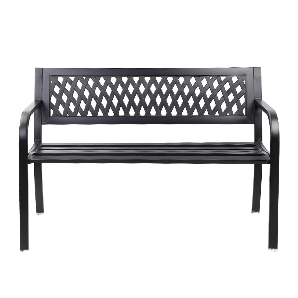 P&F ZennHome Outdoor Garden Bench Seat Steel Outdoor Furniture 2 Seater Park Black