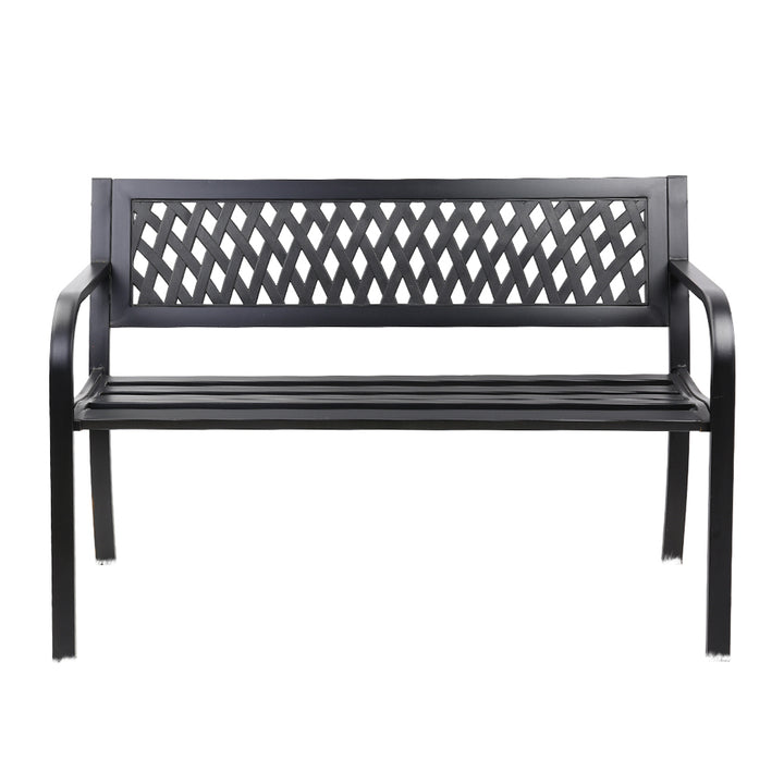 P&F ZennHome Outdoor Garden Bench Seat Steel Outdoor Furniture 2 Seater Park Black