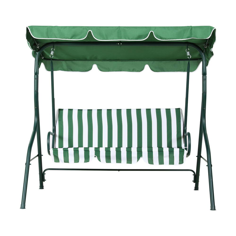 P&F ZennHome Outdoor Swing Chair Garden Bench Furniture Canopy 3 Seater White Green