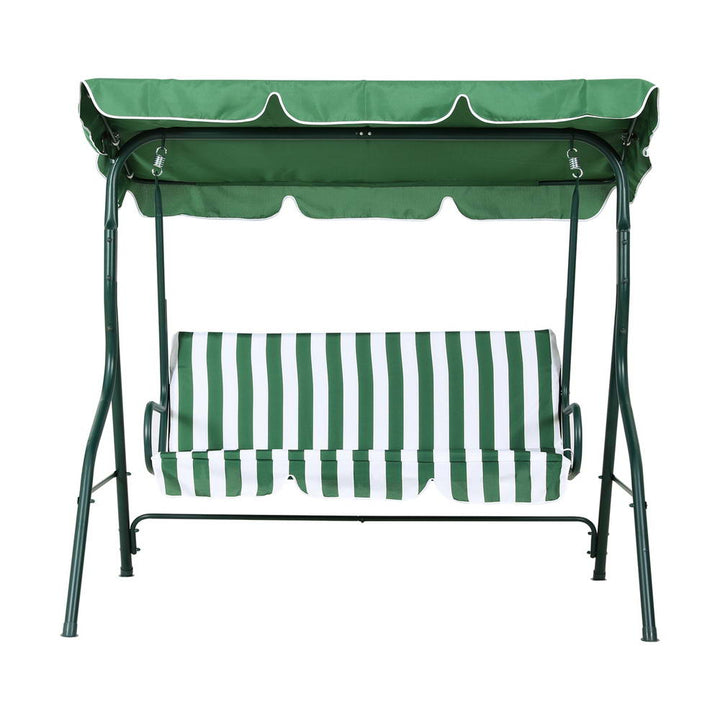 P&F ZennHome Outdoor Swing Chair Garden Bench Furniture Canopy 3 Seater White Green