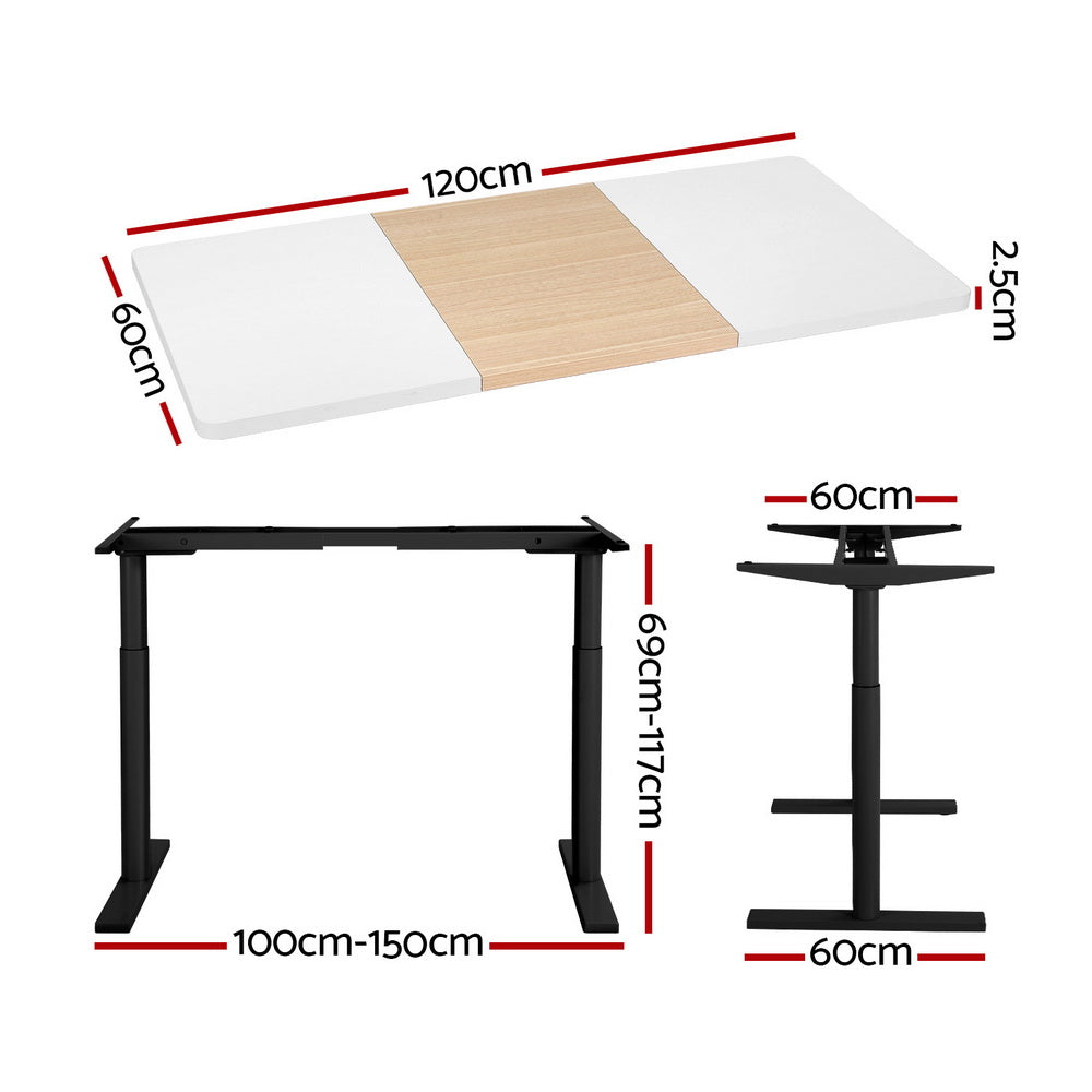 P&F ZennHome Standing Desk Motorised Electric Dual Motor 120CM