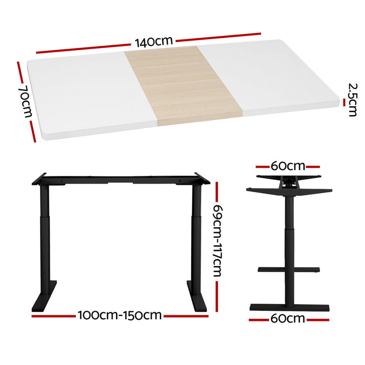 P&F ZennHome Standing Desk Motorised Electric Dual Motor 140CM