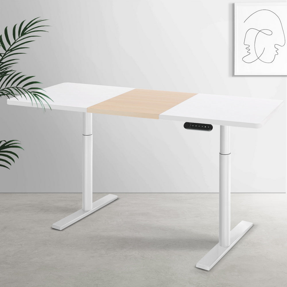 P&F ZennHome Standing Desk Motorised Electric Dual Motor 140CM White Pine