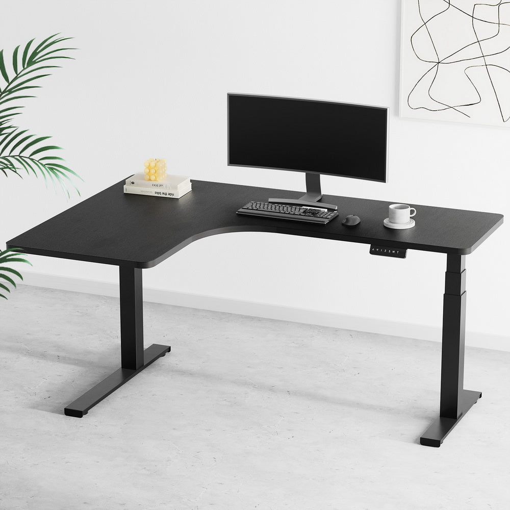 P&F ZennHome Standing Desks L-shape Motorised 160CM Black