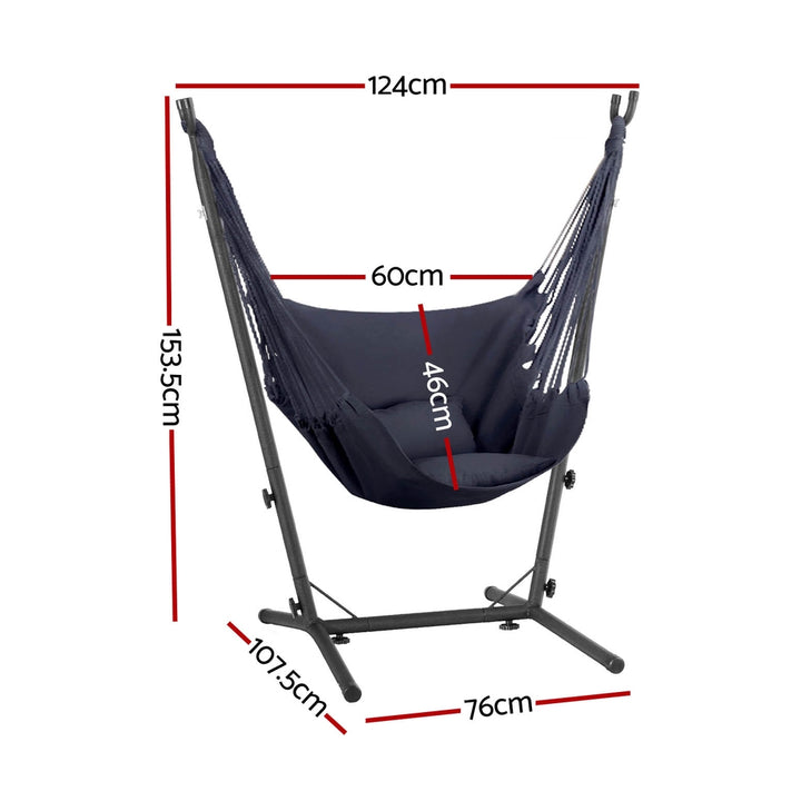 P&F ZennHome Hammock Chair Outdoor Camping Hanging with Stand Grey