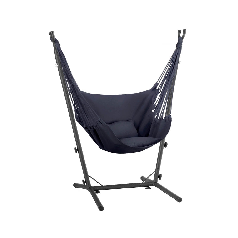 P&F ZennHome Hammock Chair Outdoor Camping Hanging with Stand Grey
