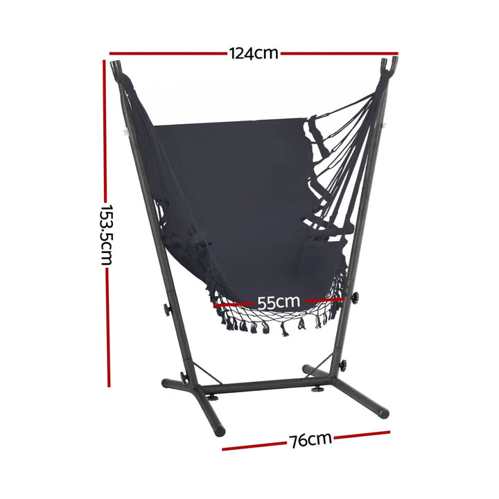 P&F ZennHome Hammock Chair Outdoor Camping Hanging with Stand Grey