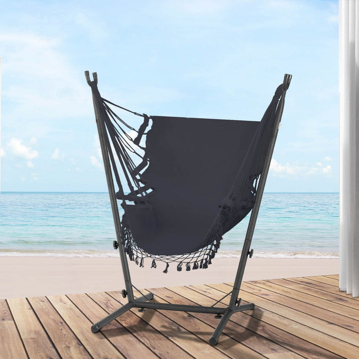 P&F ZennHome Hammock Chair Outdoor Camping Hanging with Stand Grey