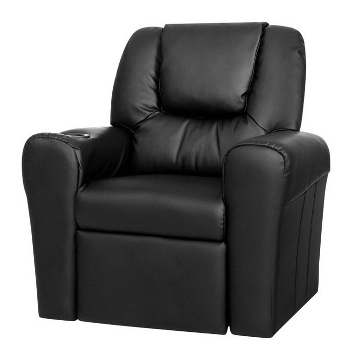 P&F KidZee Kids Recliner Chair PU Leather Sofa Lounge Couch Children Armchair Black