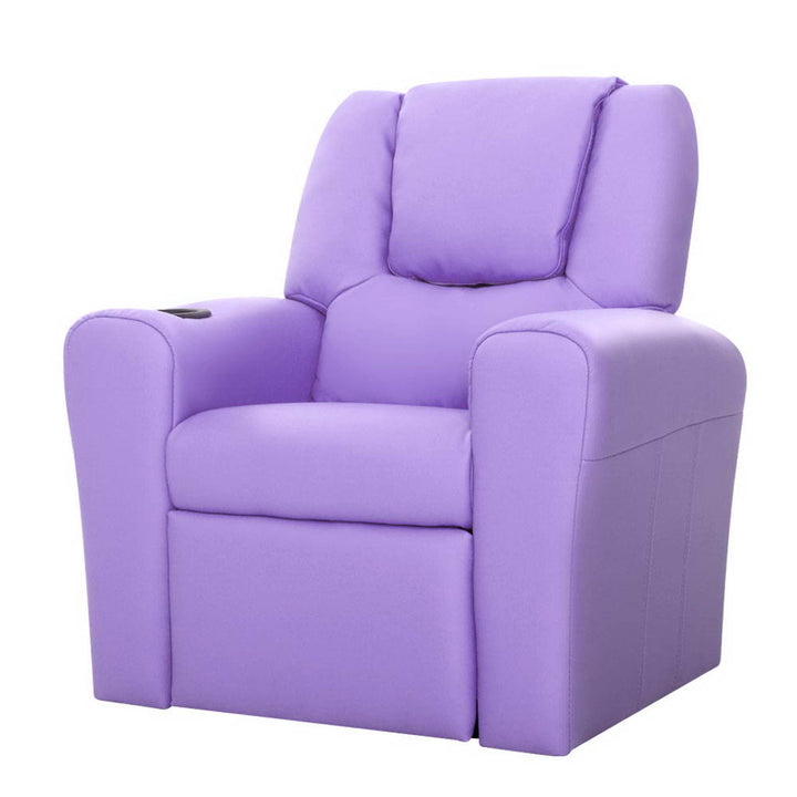 P&F KidZee Kids Recliner Chair Purple PU Leather Sofa Lounge Couch Children Armchair