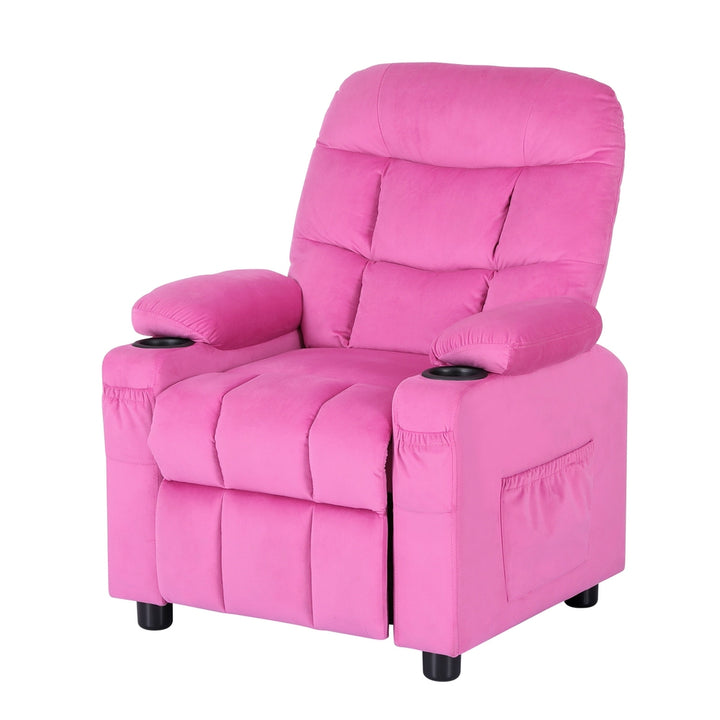 P&F KidZee Kids Recliner Chair Pink Velvet Sofa Lounge Couch Children Charis Armchair