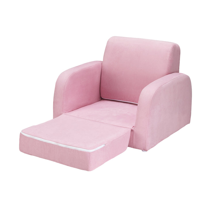 P&F KidZee Kids Sofa 2 Seater Children Flip Open Couch Lounger Armchair Soft Pink