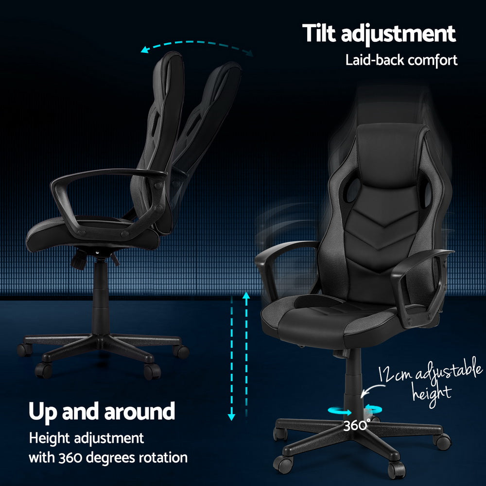 P&F ZennHome Gaming Office Chair Computer Chairs Grey