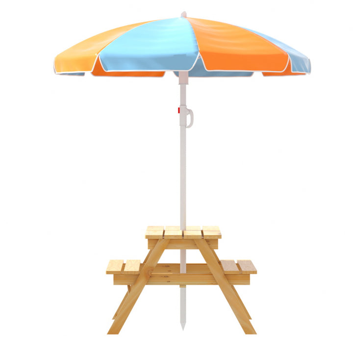 P&F KidZee Kids Outdoor Table and Chairs Picnic Bench Umbrella Set Water Sand Pit Box