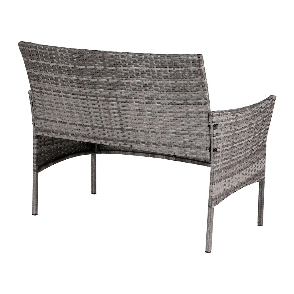 P&F ZennHome 4 Seater Outdoor Sofa Set Wicker Setting Table Chair Furniture Grey