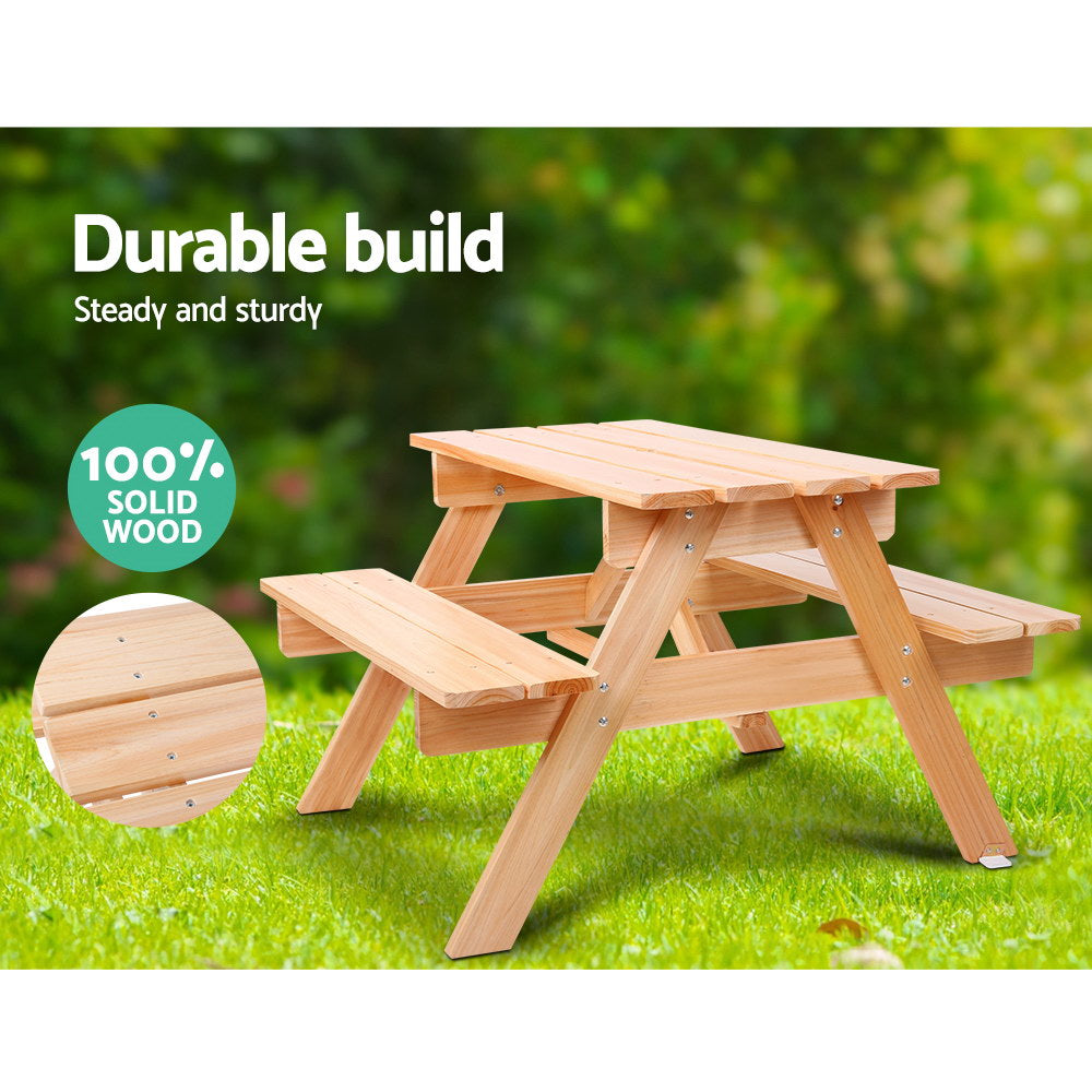 P&F KidZee Kids Outdoor Table and Chairs Picnic Bench Set Children Wooden