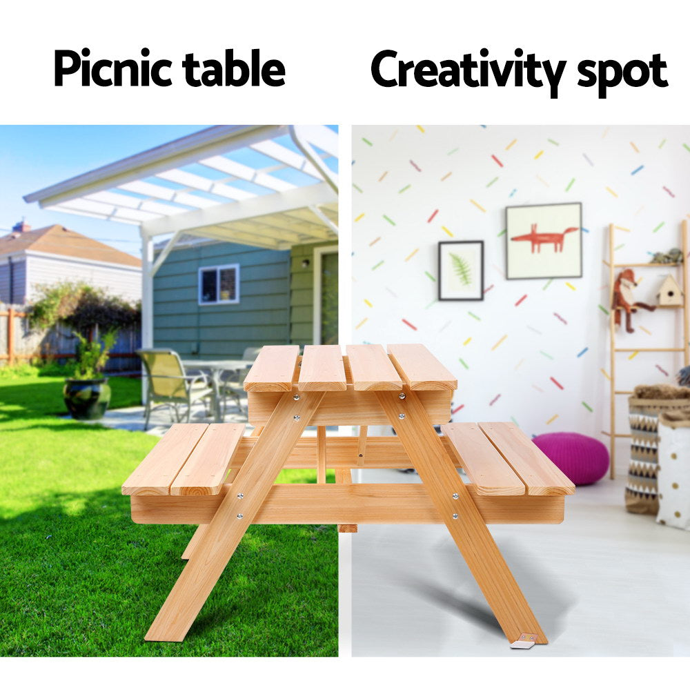 P&F KidZee Kids Outdoor Table and Chairs Picnic Bench Set Children Wooden