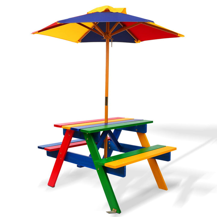 P&F KidZee Kids Wooden Picnic Table Set with Umbrella