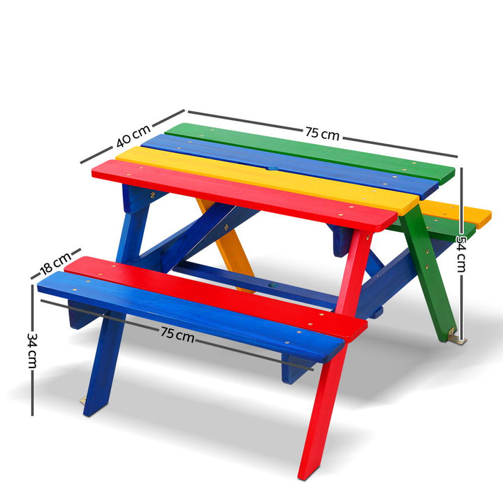 P&F KidZee Kids Wooden Picnic Table Set with Umbrella