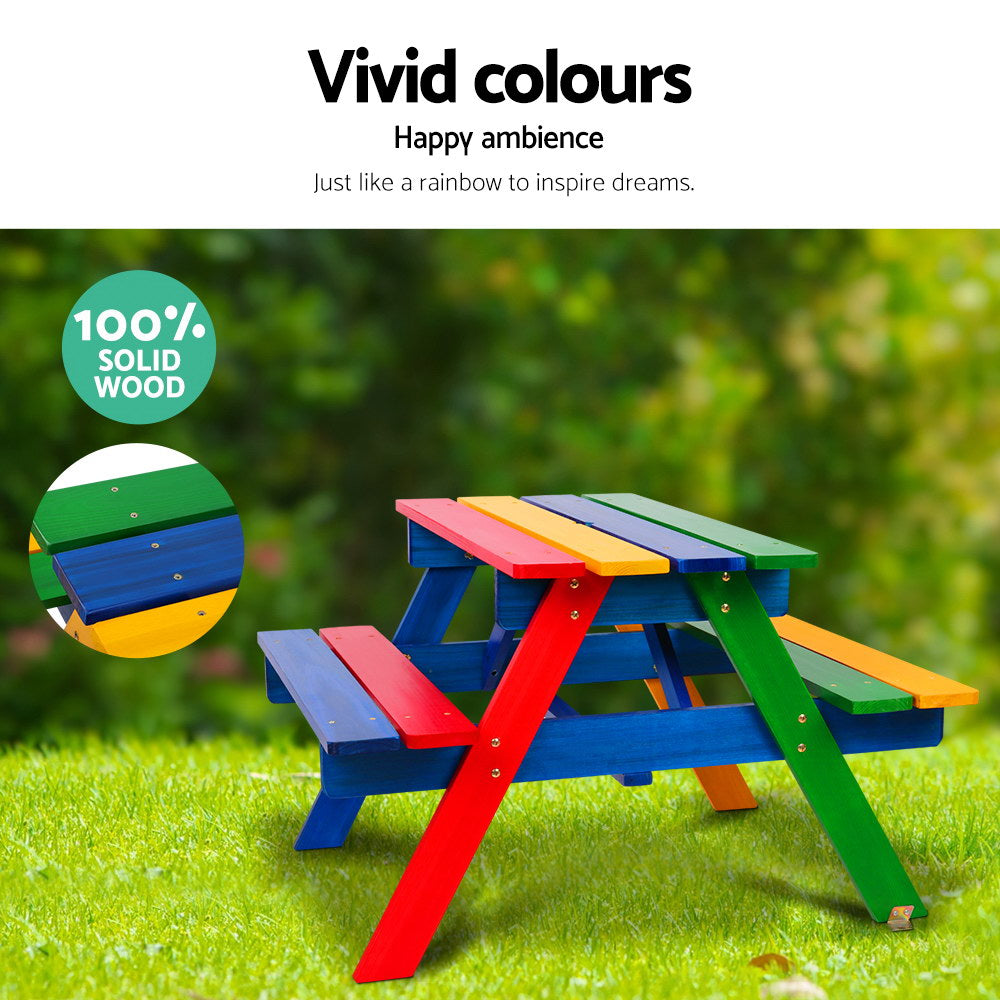 P&F KidZee Kids Wooden Picnic Table Set with Umbrella