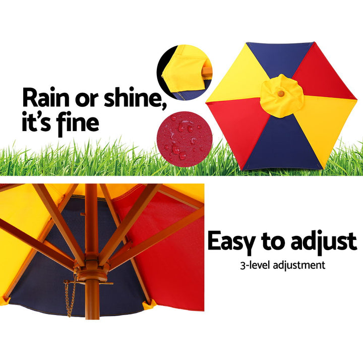 P&F KidZee Kids Wooden Picnic Table Set with Umbrella