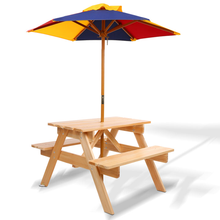 P&F KidZee Kids Wooden Picnic Table Set with Umbrella