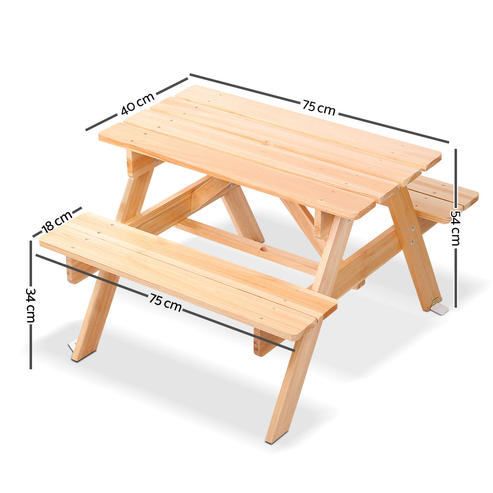 P&F KidZee Kids Wooden Picnic Table Set with Umbrella