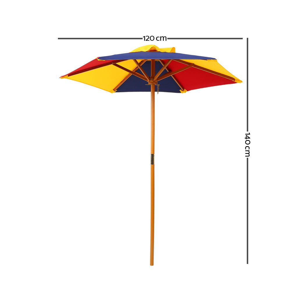 P&F KidZee Kids Wooden Picnic Table Set with Umbrella