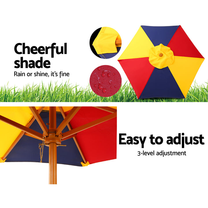 P&F KidZee Kids Wooden Picnic Table Set with Umbrella