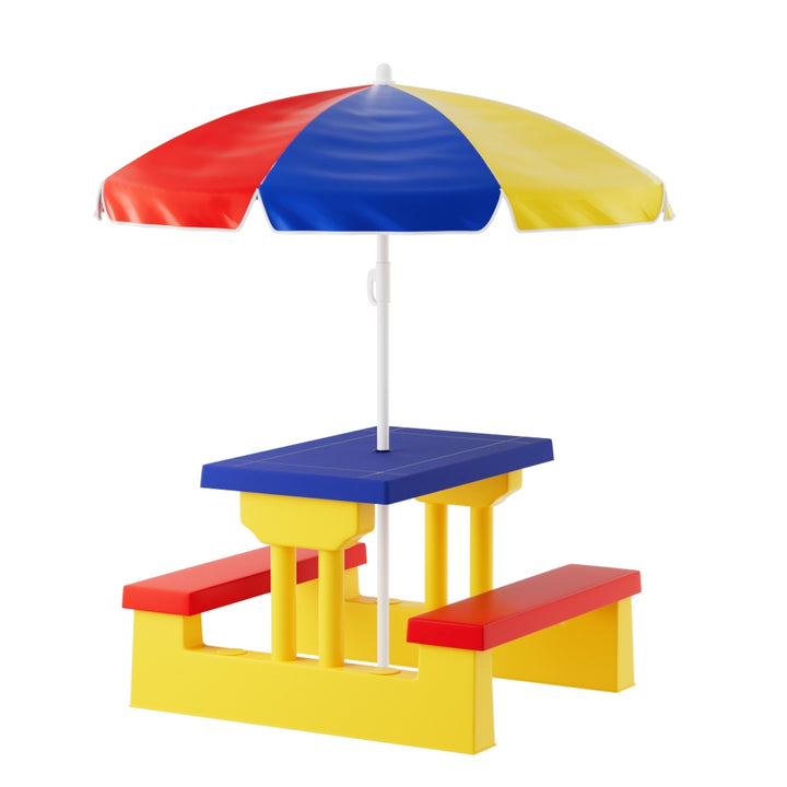 P&F KidZee Kids Outdoor Table and Chairs Set Picnic Bench Umbrella Children Indoor