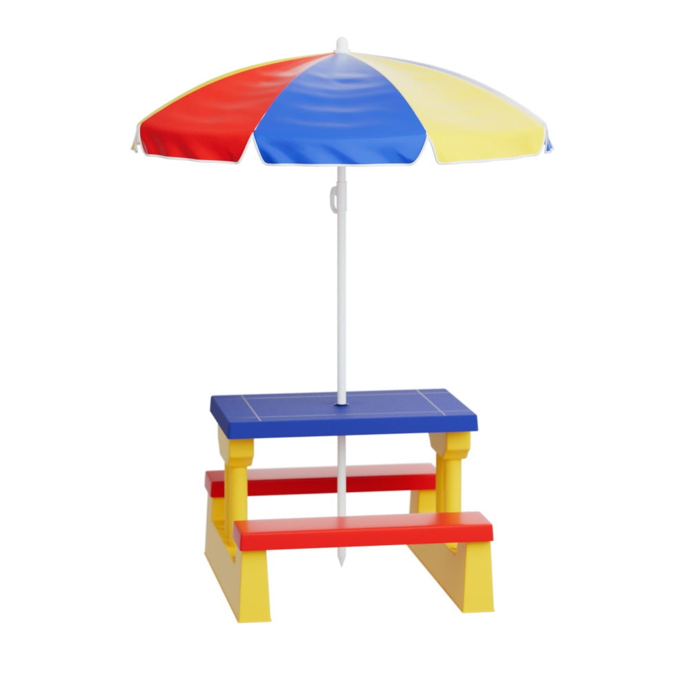 P&F KidZee Kids Outdoor Table and Chairs Set Picnic Bench Umbrella Children Indoor