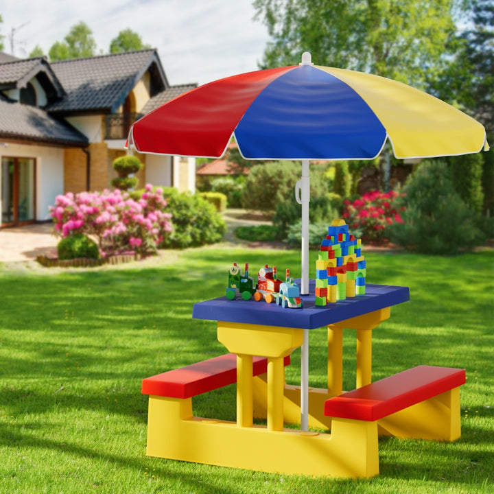 P&F KidZee Kids Outdoor Table and Chairs Set Picnic Bench Umbrella Children Indoor