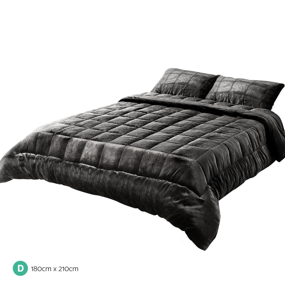P&F SleepNice Bedding Faux Mink Quilt Charcoal Double