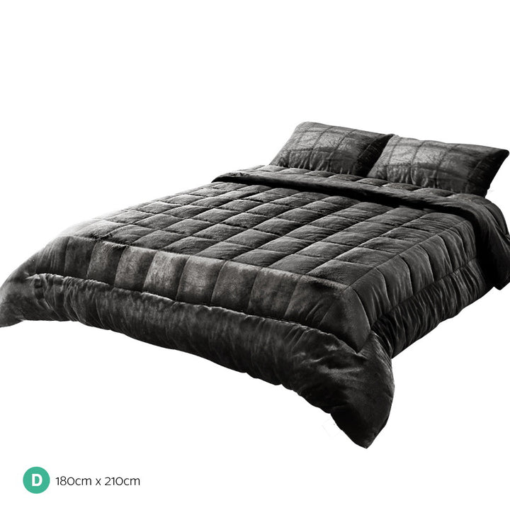 P&F SleepNice Bedding Faux Mink Quilt Charcoal Double