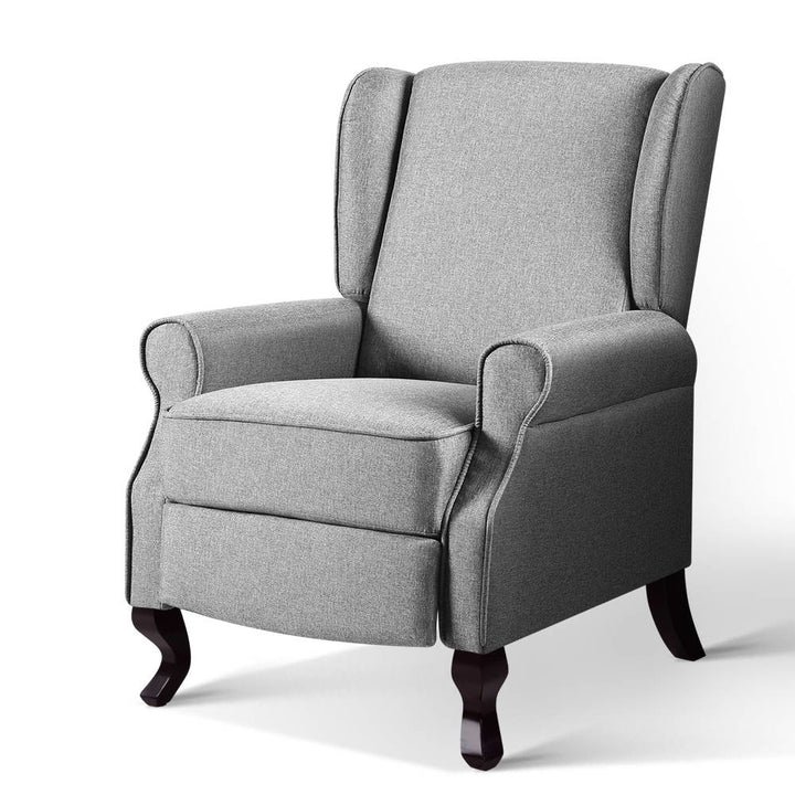 P&F ZennHome Recliner Armchair Grey Fabric Domini