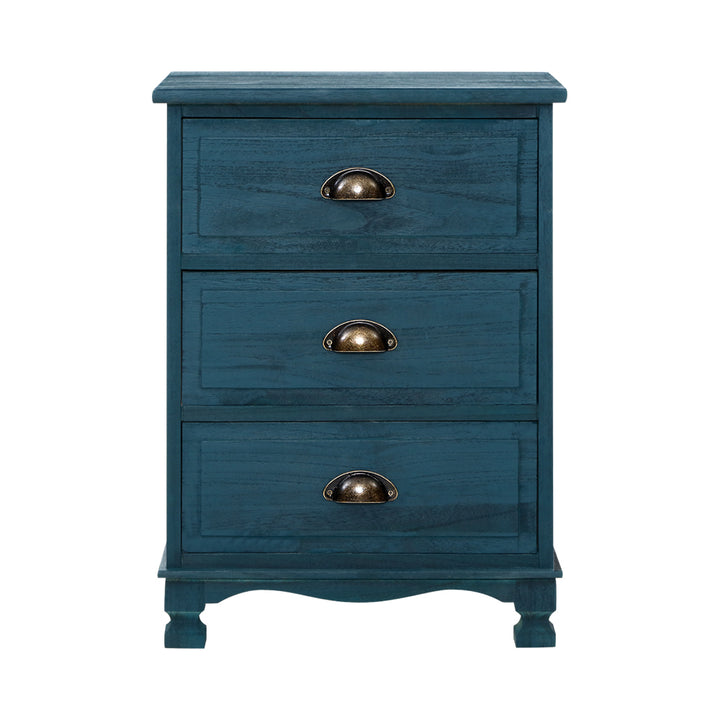 P&F SkyWay Bedside Table 3 Drawers Vintage - THYME Blue