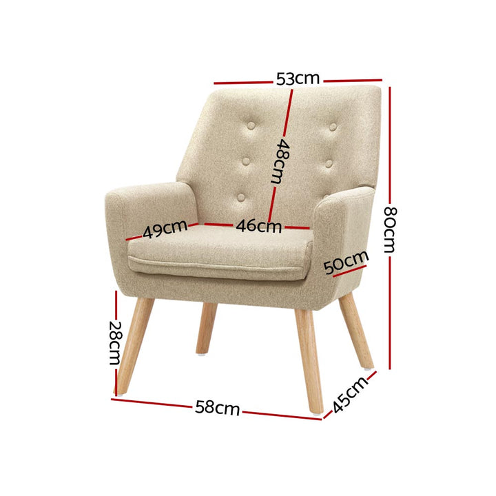 P&F ZennHome Fabric Dining Armchair - Beige