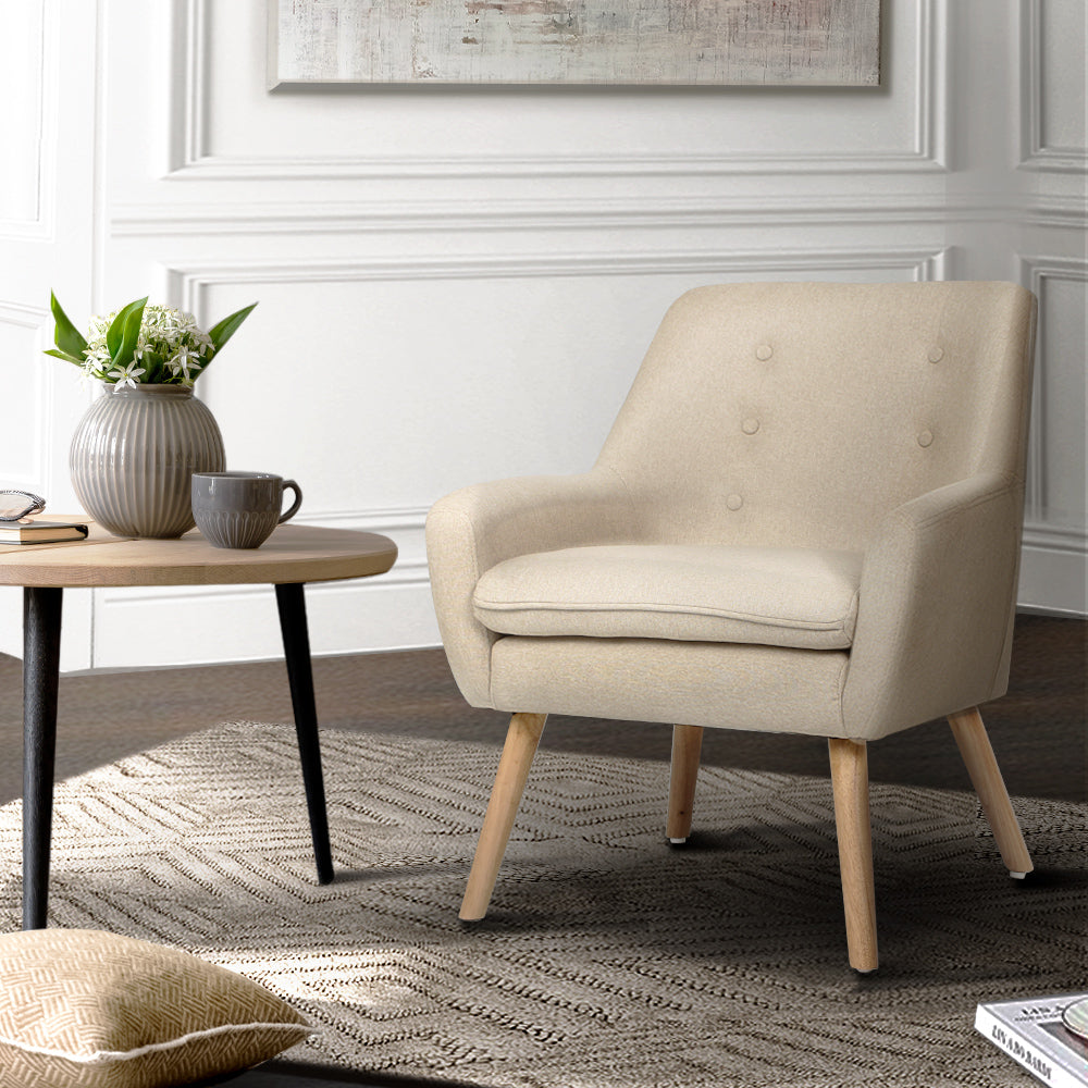 P&F ZennHome Fabric Dining Armchair - Beige