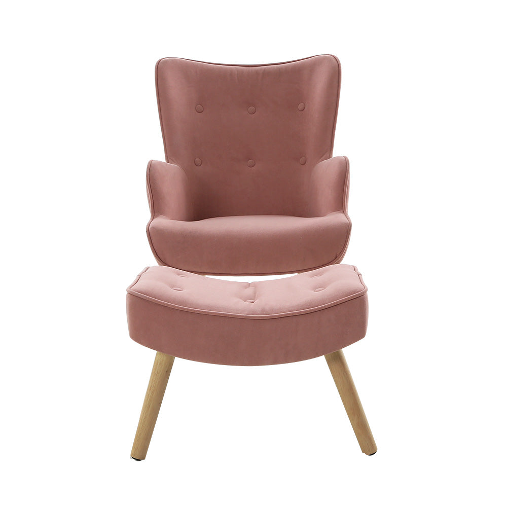 P&F ZennHome Armchair Set with Ottoman Pink Lansar