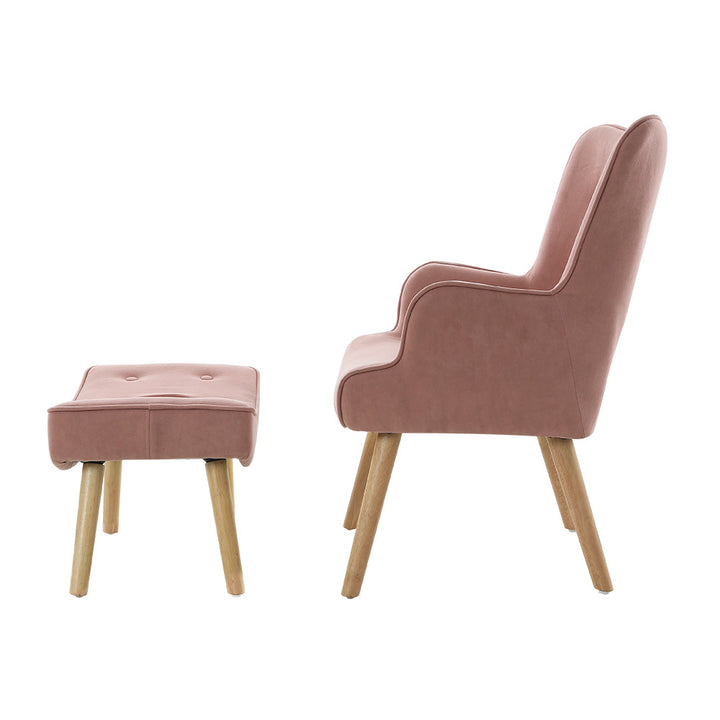 P&F ZennHome Armchair Set with Ottoman Pink Lansar