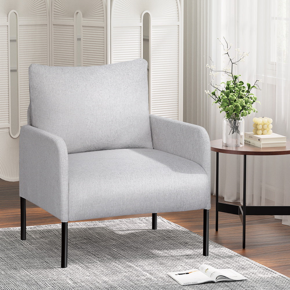 Sofa Grey Armchair With Silver Legs Silver Grey Two-Seater Marit