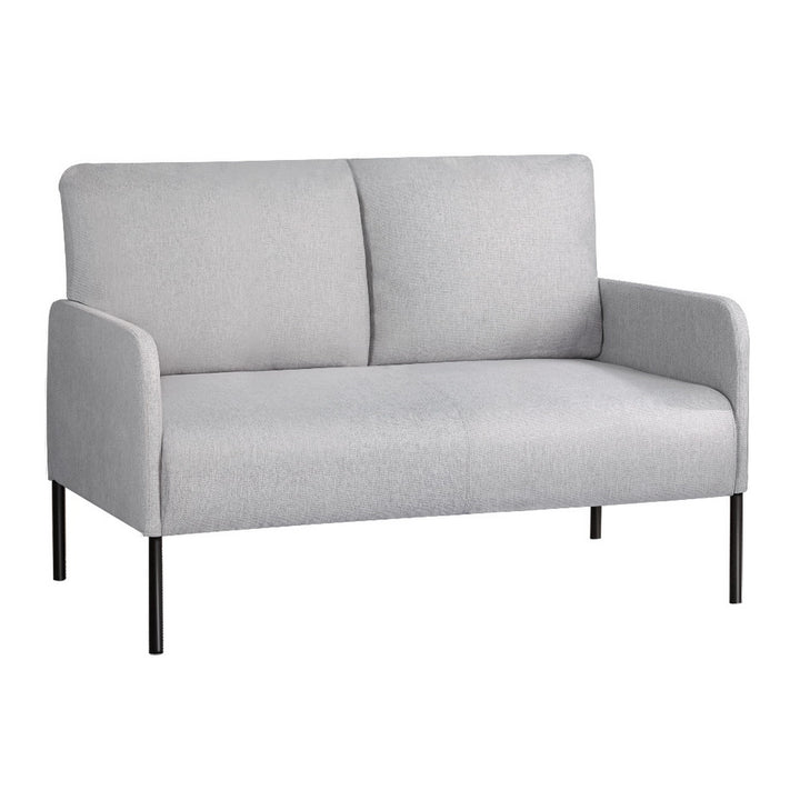 P&F ZennHome Armchair 2-Seater Sofa Accent Chair Loveseat Grey Linen Fabric Metal Leg