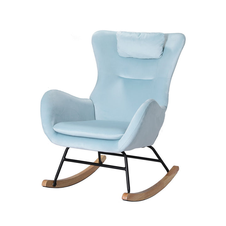 P&F ZennHome Rocking Chair Velvet Armchair Feeding Chair Blue