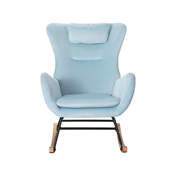 P&F ZennHome Rocking Chair Velvet Armchair Feeding Chair Blue