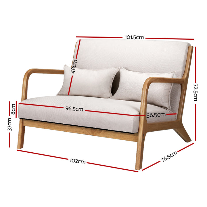 P&F ZennHome Armchair Lounge Chair Accent Armchairs Couch Sofa Loveseat Beige Wood