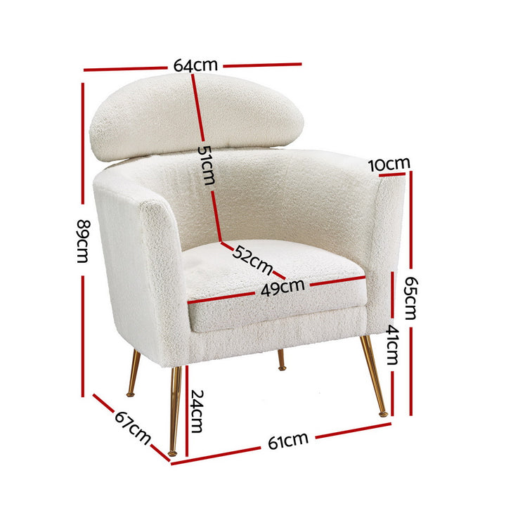 P&F ZennHome Armchair Boucle Fabric White Yeti