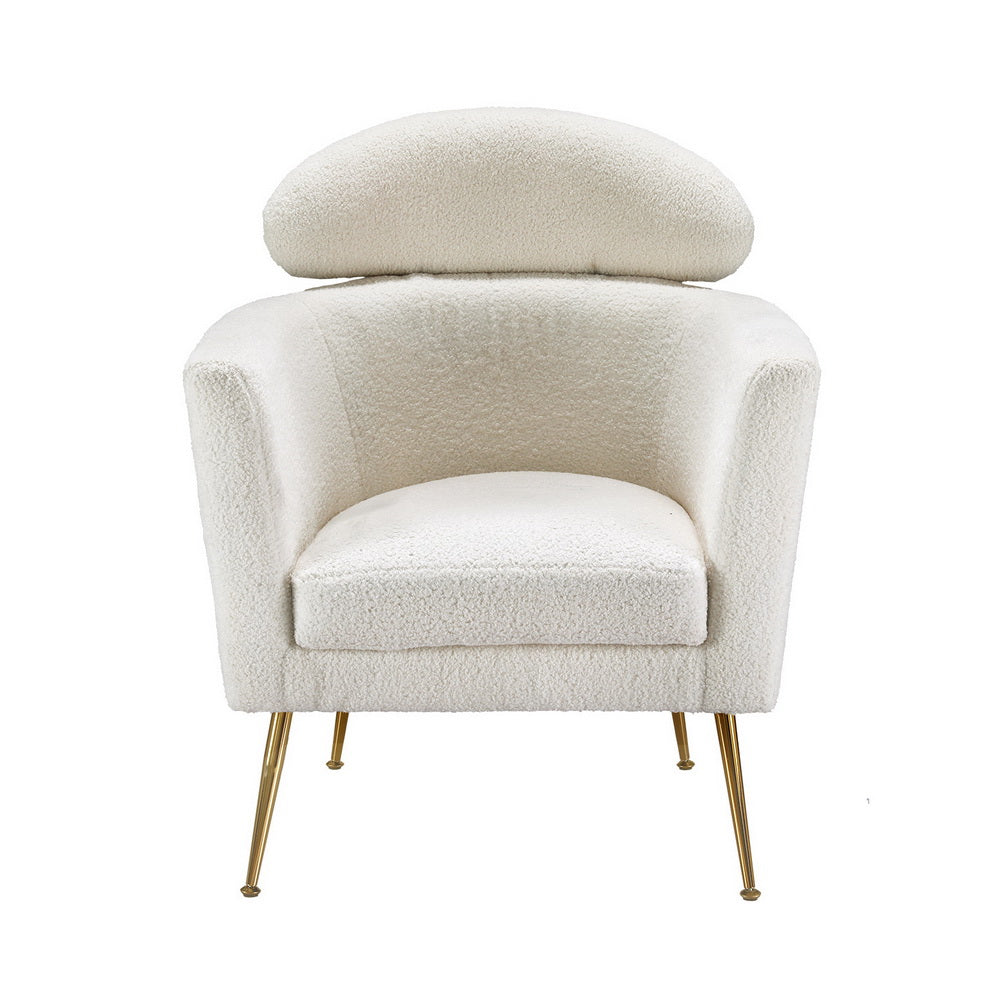 P&F ZennHome Armchair Boucle Fabric White Yeti