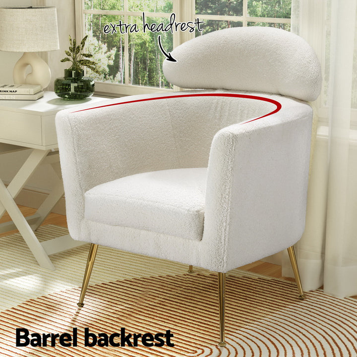 P&F ZennHome Armchair Boucle Fabric White Yeti