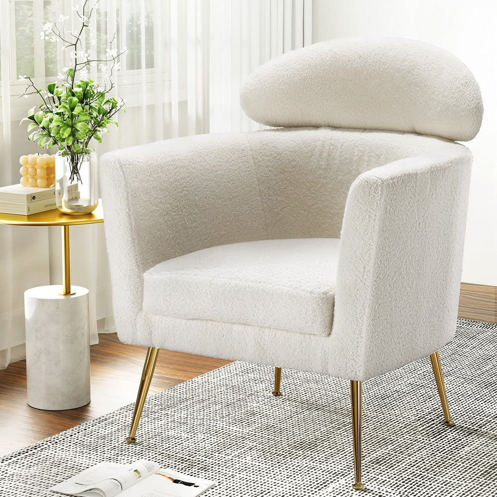 P&F ZennHome Armchair Boucle Fabric White Yeti